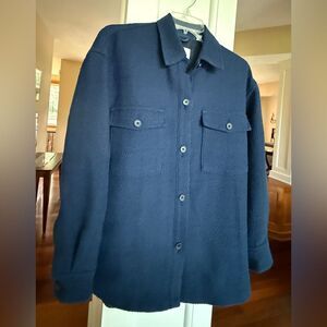 Aritzia Babaton Size Large Women’s Navy Button Shirt Coat Jacket Shacket.